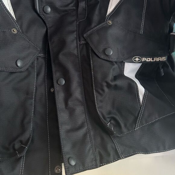 Polaris Racing Black & White Snowmobile Light Jacket Men’s Sz M - Picture 4 of 16